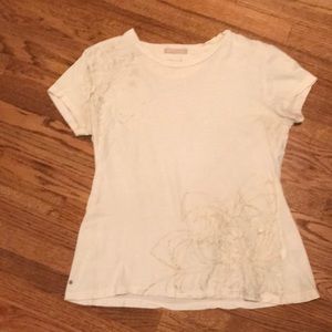 White converse shirt with floral design size L